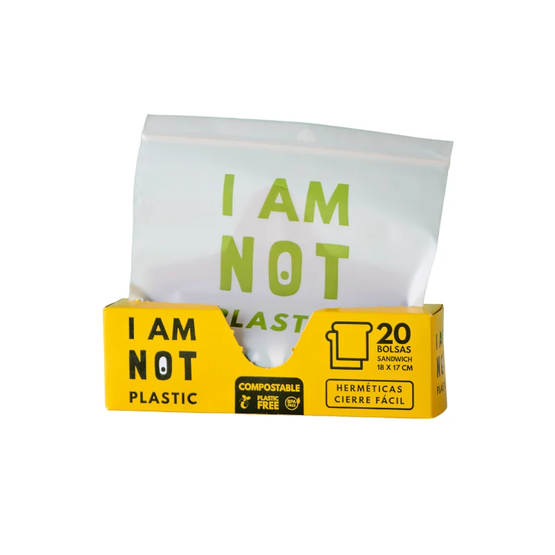Bolsas Herméticas compostable Tamaño Sándwich I Am Not Plastic