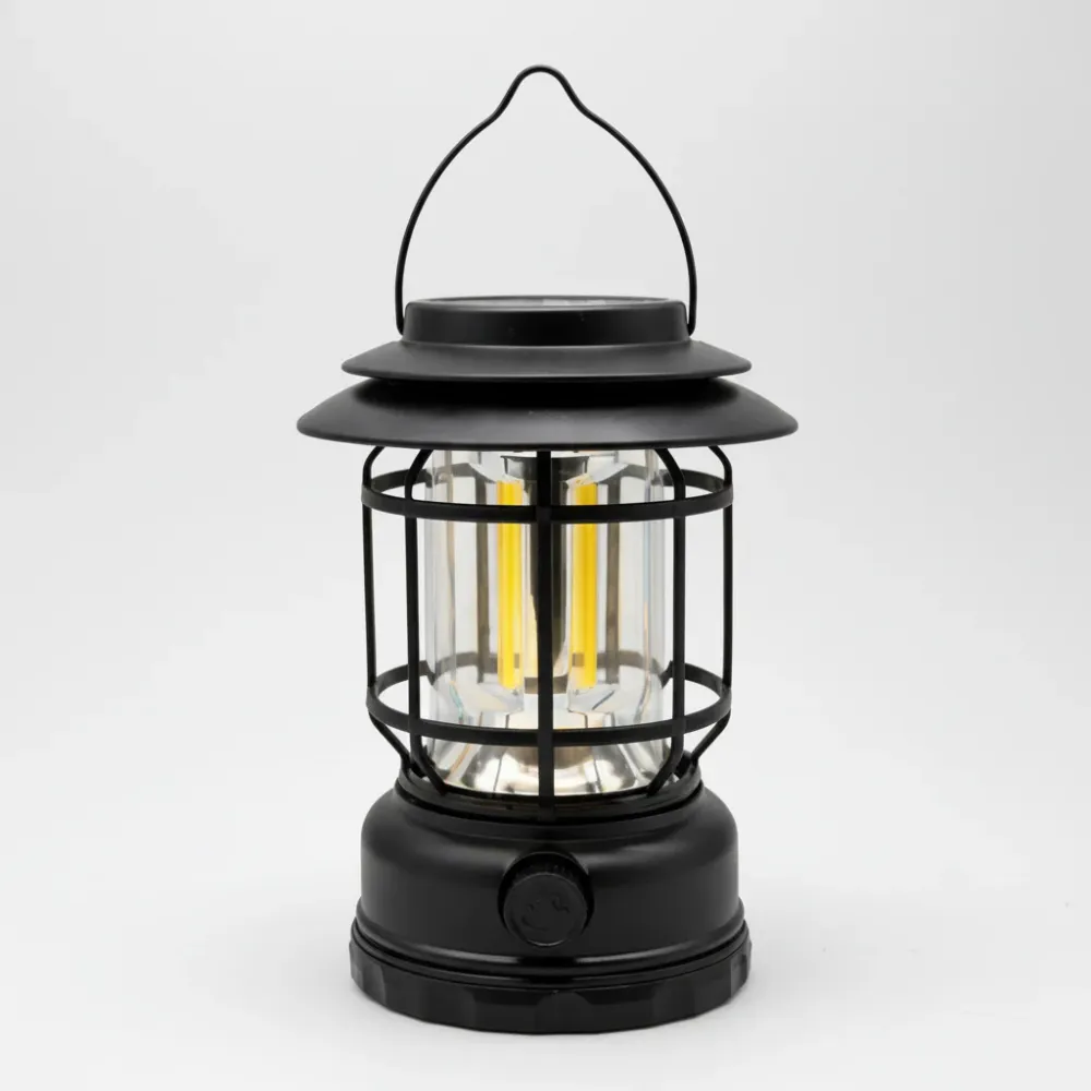 Farol Solar Recargable Camping Jardin Led Negro