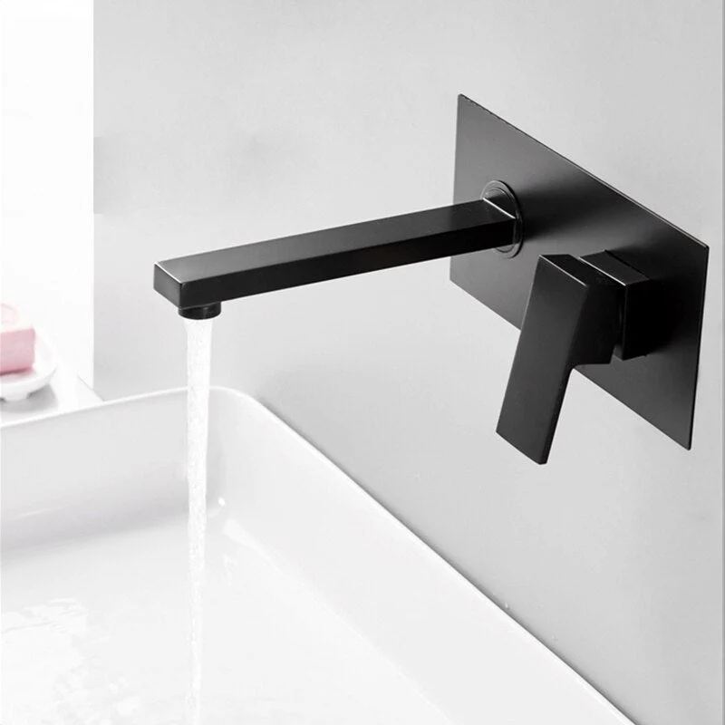 Grifo de lavabo de lavabo de baño negro mate de lujo Grifo mezclador de latón cuadrado montado en la pared With ATY Home D...