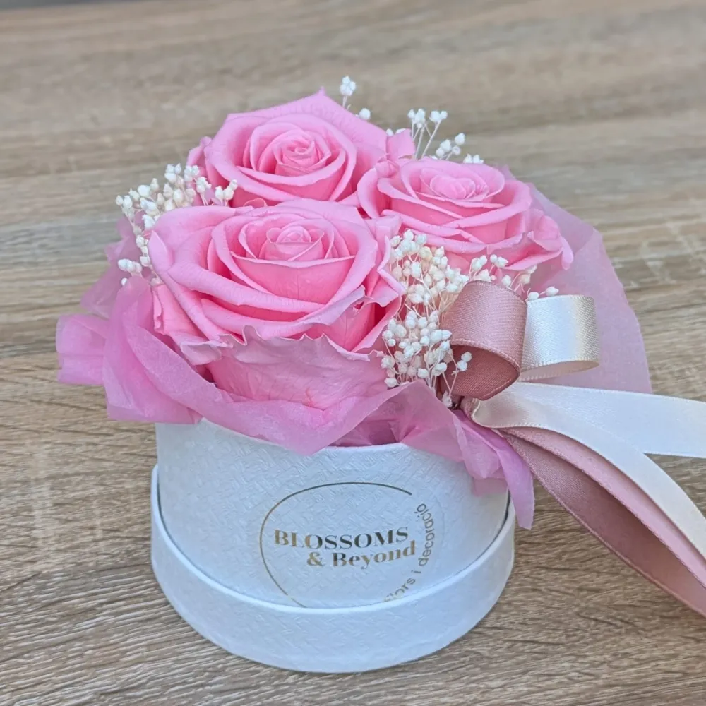 Mini Box de Rosas Rosadas Preservadas Blossoms & Beyond