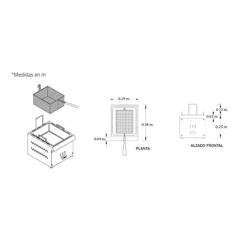 Freidora Mesa De 1 Canastilla 3 Litros De Acero Inoxidable Electrodomesticos Olvera