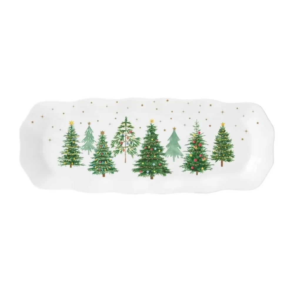 Fuente Rectangular Festive Trees – 37×14 cm – Porcelana – Tognana Navidad PTM