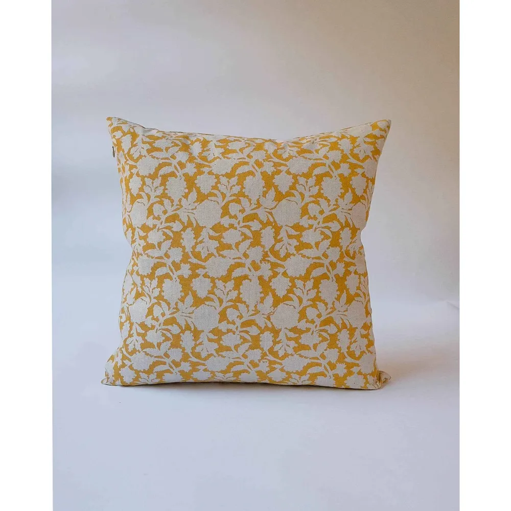 Funda de almohada de lino estampada mano Soil to Studio