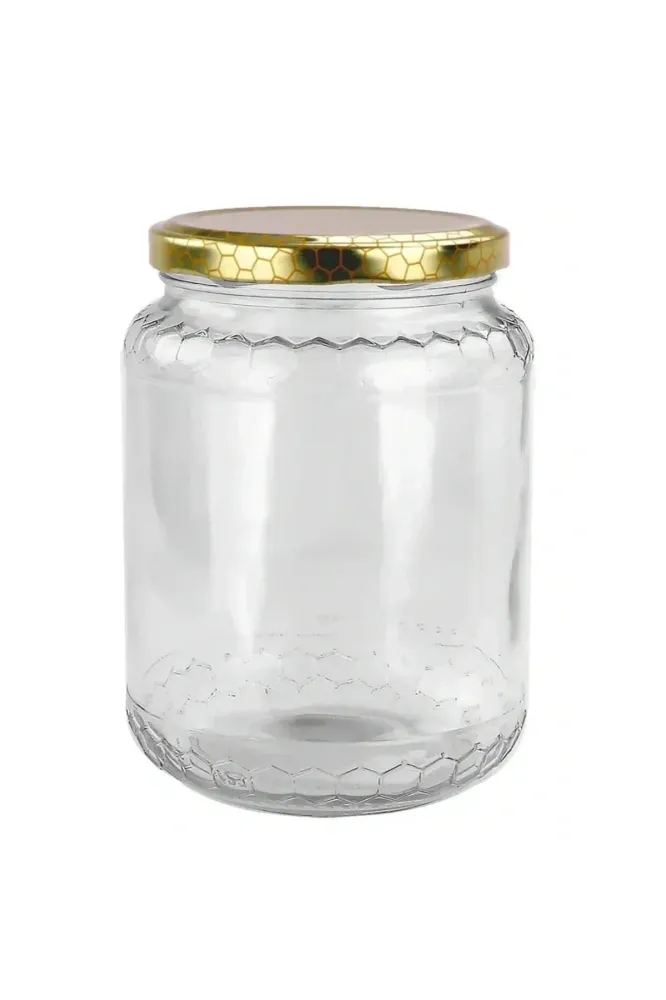 375 ml Round Honeycomb Pattern Glass Jars 24 Pack Beekeeping Gear