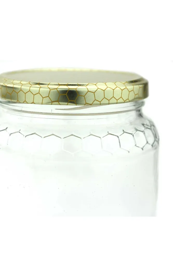 375 ml Round Honeycomb Pattern Glass Jars 24 Pack Beekeeping Gear