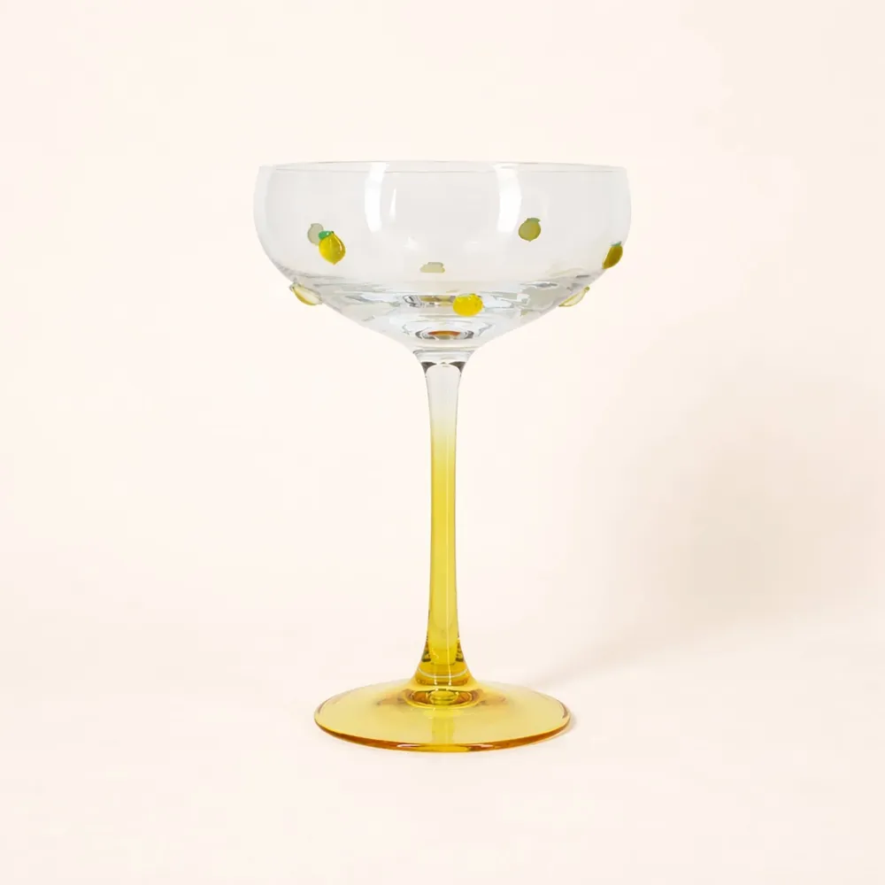 Lemon Dot Champagne Coupes, Set 4 Novastyl