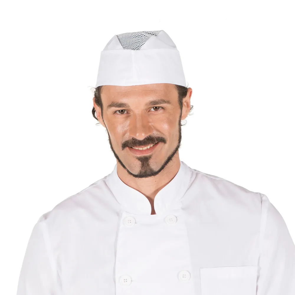 Gorro de Cocinero con Ventilación Superior Pack de 6 Blanco