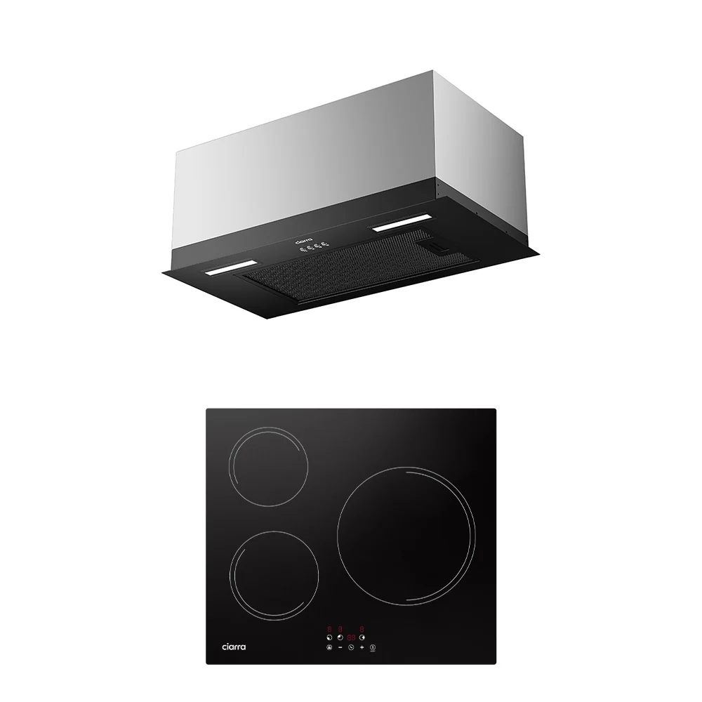 Ciarra 60cm Compact Set: Built- Hood + 3-Zone Induction Hob Black