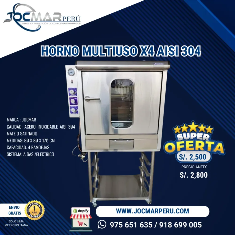 HORNO MULTIUSO X 4 AISI 304 JOCMAR PERÚ