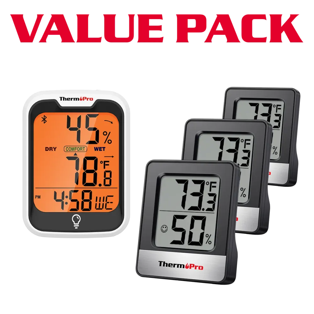 TempPro Hygrometer TP358 & TempPro Hygrometer TP49B 3-Pack ThermoPro