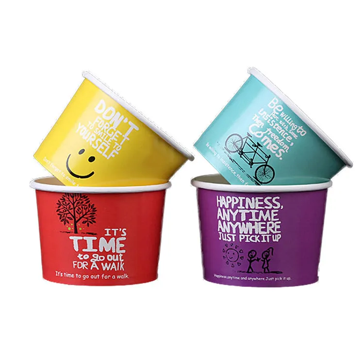 Copa de helado de papel desechable compostable impresa personalizada