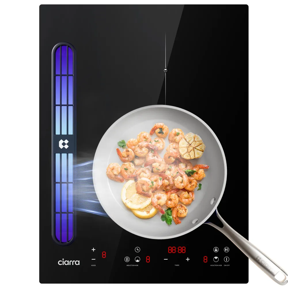 Ciarra ONE World First 390mm Compact Domino Induction Venting Extractor Hob – Best Built- Plasma⁺ Extractor Hob System CBB...
