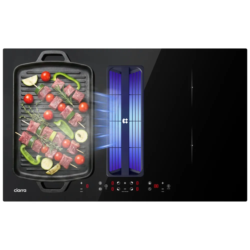 Ciarra ONE World First 830mm Induction Hob Integrated Extractor – Built- Plasma⁺ Extractor Hob, World’s Best Performance C...