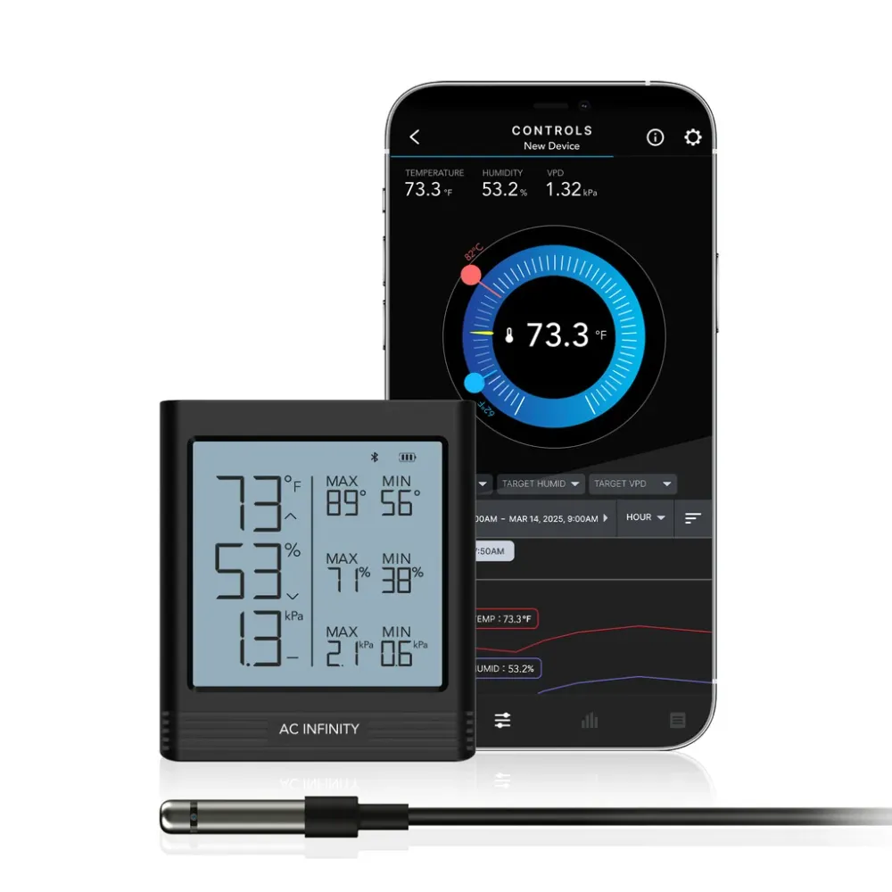Smart Termo-Hygrometer B1 | AC Infinity - Termohigrómetro inteligente con sensor de 12'