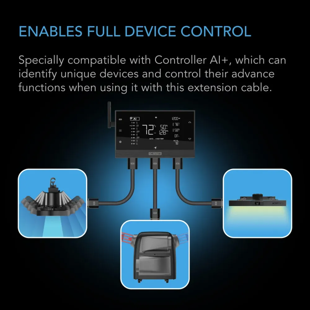 UIS Controller To Device Cable Male-Male | AC Infinity - Cable Adaptador Macho - Macho de 10'