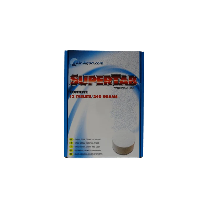 SuperTab Dióxido de Cloro - Recarga de 12 x 20gr - Muchas virtudes para los peces Air-Aqua