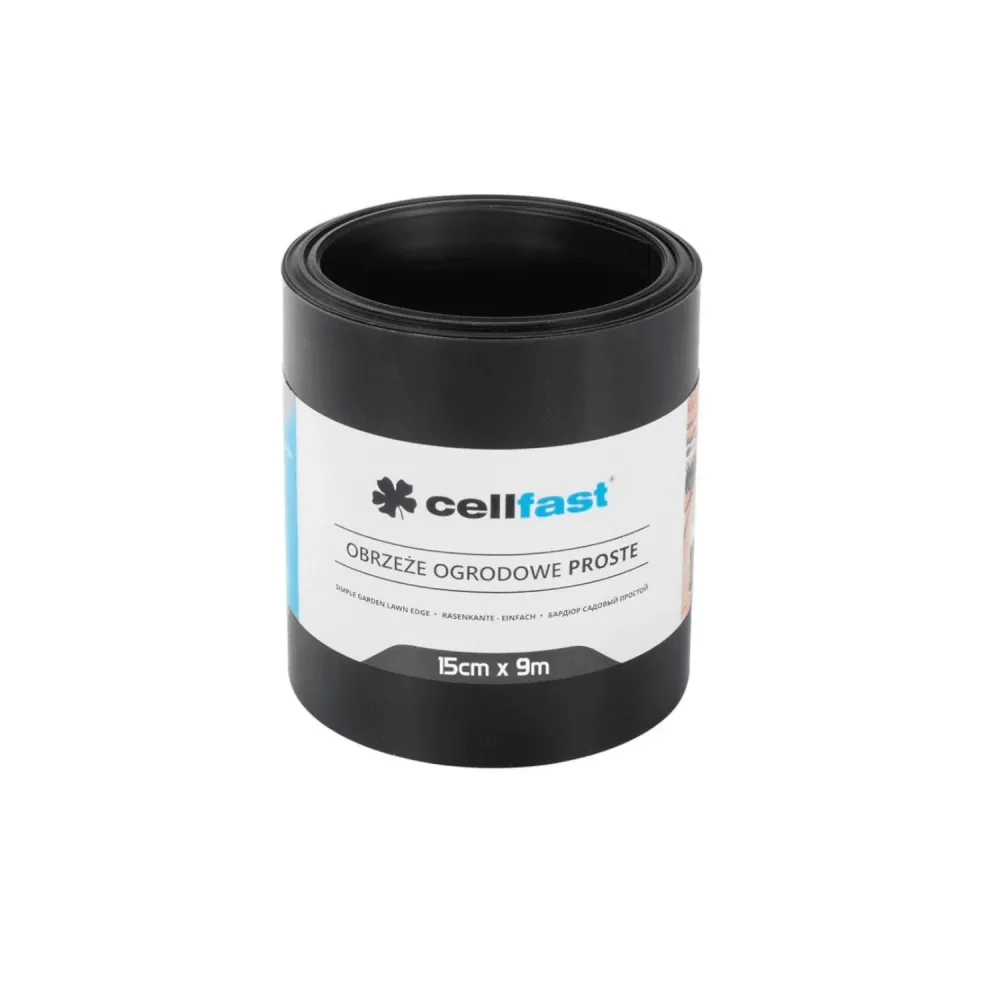 Borde recto para jardín 15cm x 9m Cellfast negro