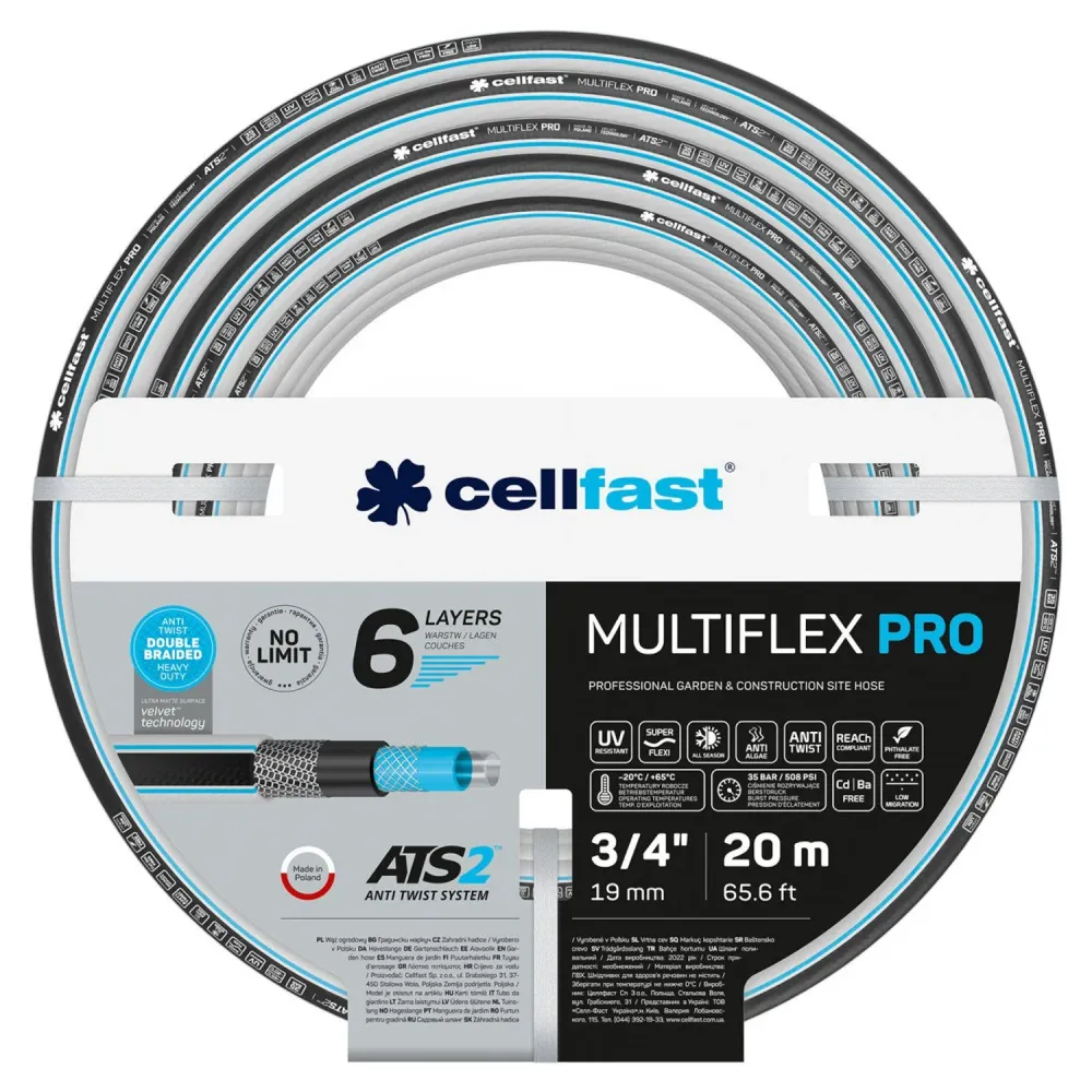 CELLFAST 13-820 MULTIFLEX PRO ATS2 3/4" manguera de jardín 20m 6 capas