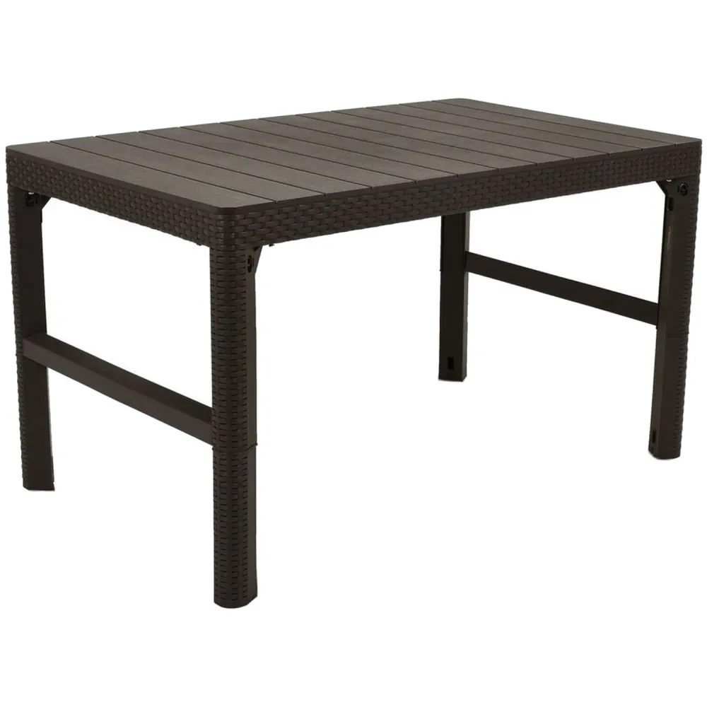Mesa de comedor de jardín 2 en 1 de ratán de 2 posiciones resistente Keter