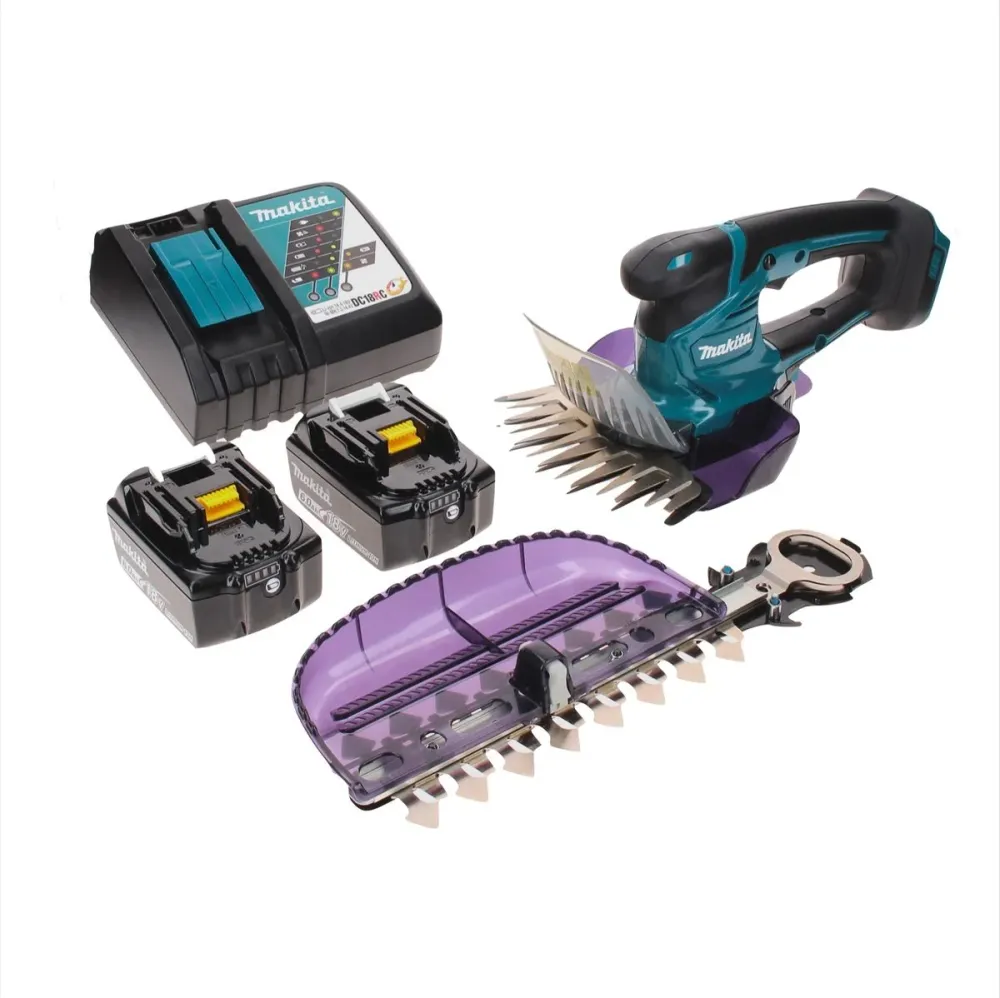 Tijera cortacésped baterí Makita DUM 604 RGX 18 V con hojas de 16 cm y 20 cm para cortar césped y podar arbustos, 2 baterí...