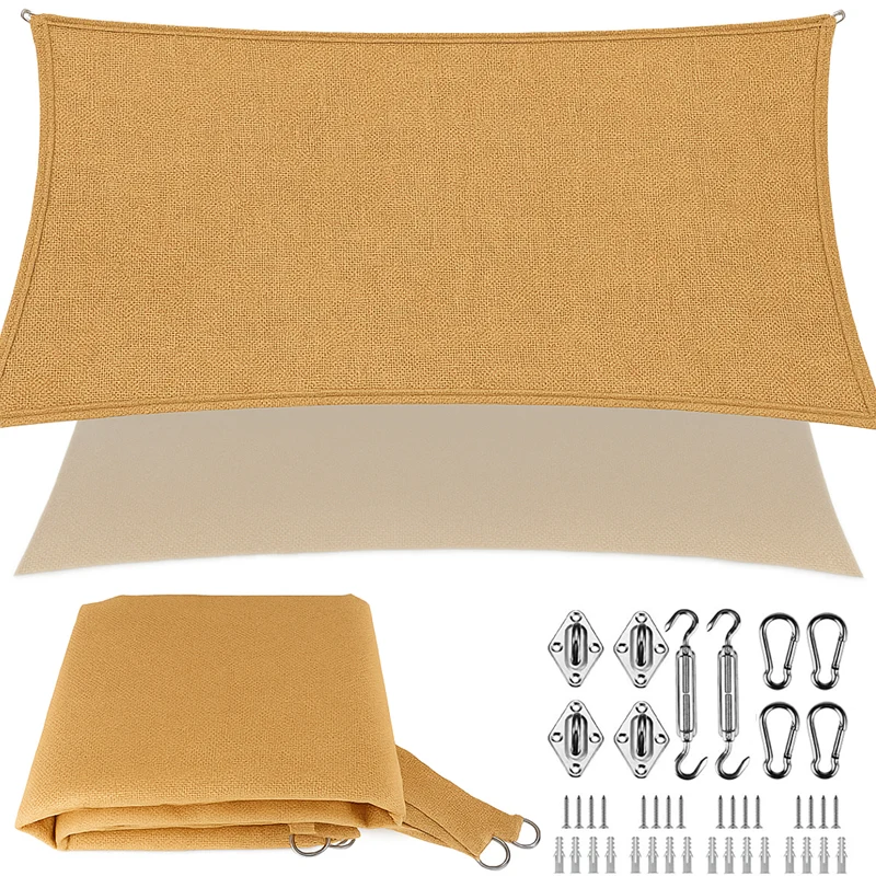 Malla Sombreadora Toldo Vela Rectangular + Kit de Instalacion 42 piezas