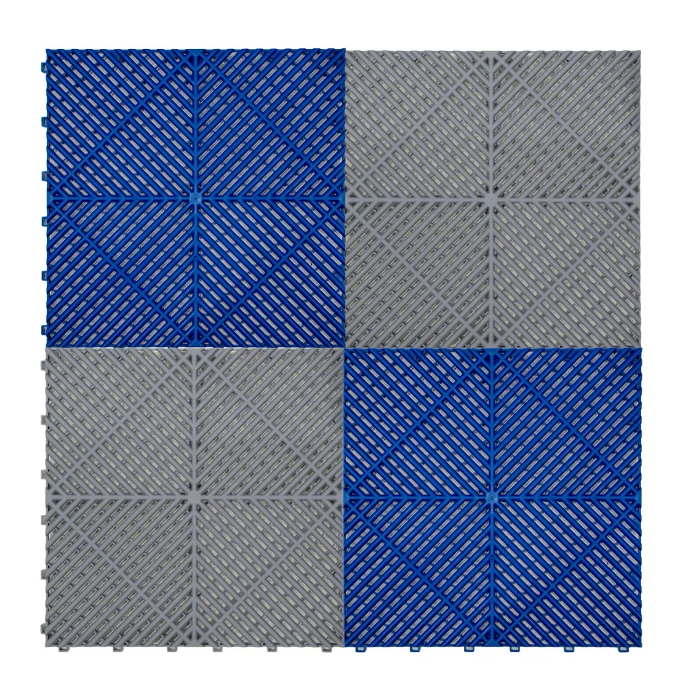 Baldosas de suelo para garaje de polipropileno con canales de ventilación (120un): Gris (60un) y Azul (60un), con kit de 4...