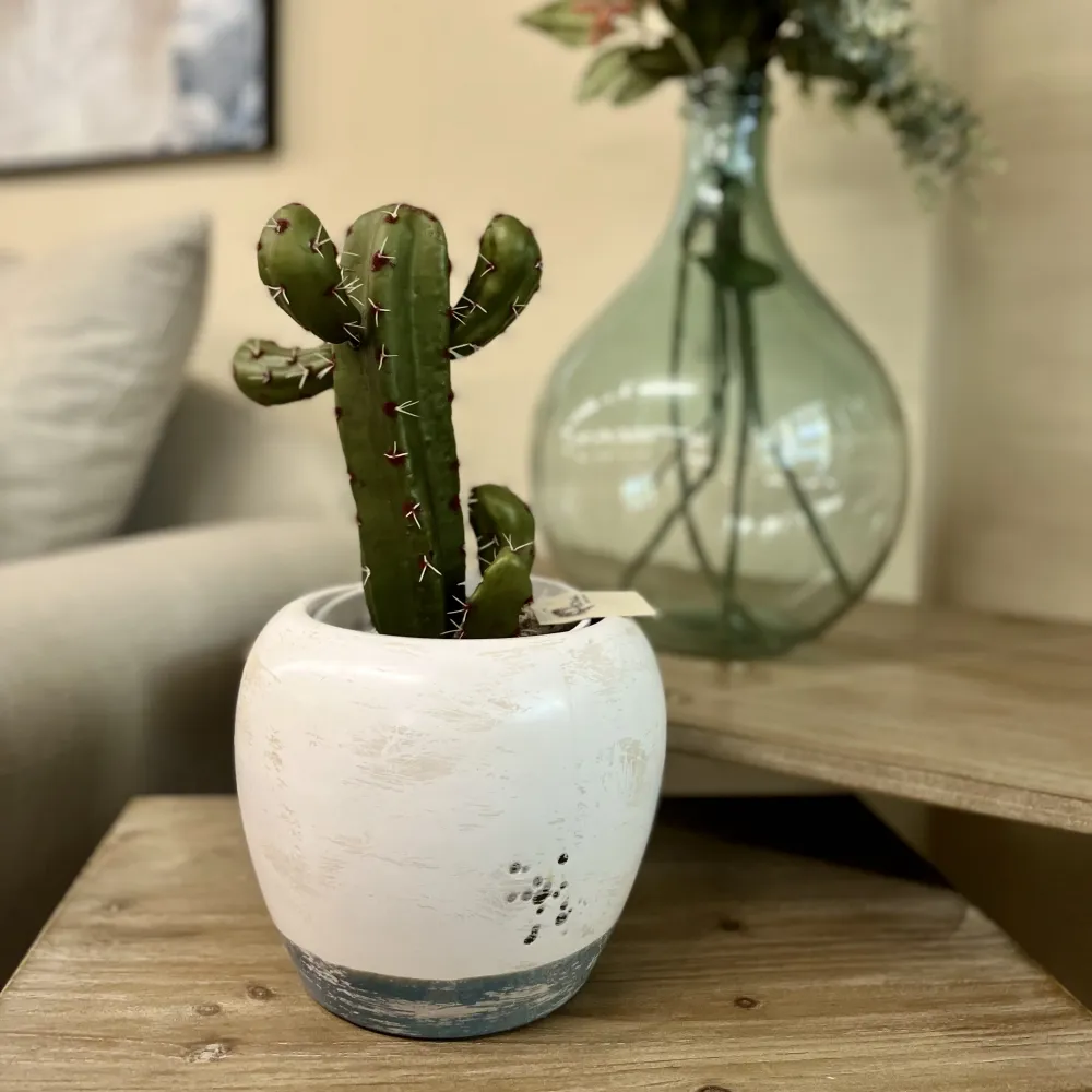 Macetero blanco azul Petra Decora