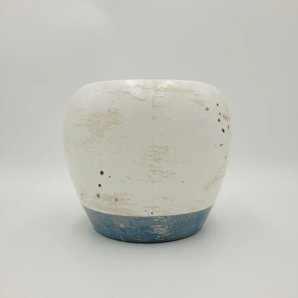 Macetero blanco azul Petra Decora