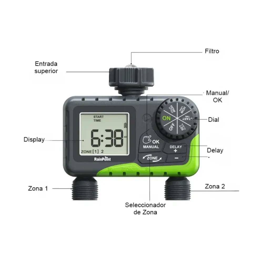 Programador Riego Automatico Digital Ahorro Agua 1,5 Watt