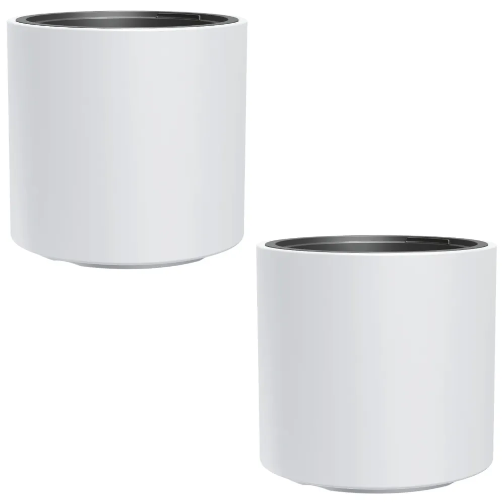 HEOS maceta prueba de heladas, blanco, con inserto, capacidad 31L, mate, DBHER470, 2 piezas Prosperplast