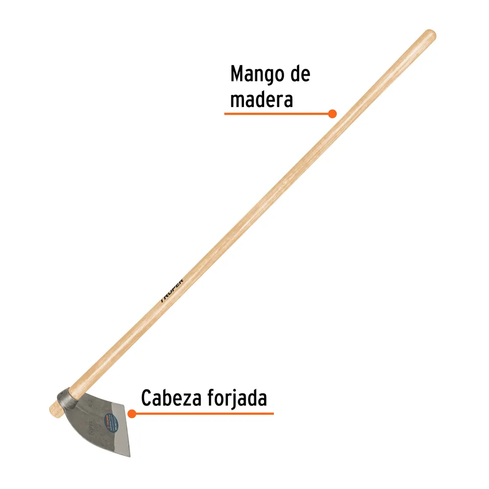 Azadón Lane No.3 de 2.1 lb con mango madera de 54', Truper 102918 AL-3MM