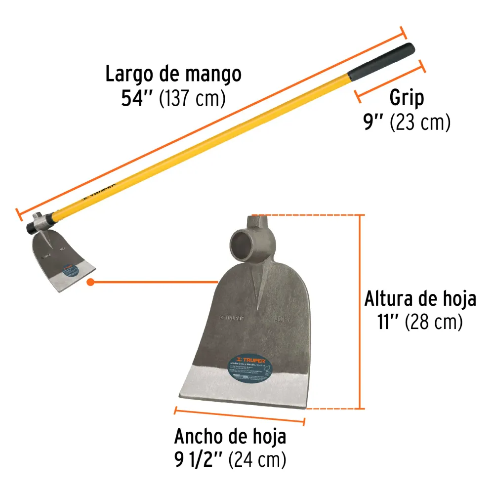 Azadón No. 3 oreja y martillo 3.1 lb con mango de 54' 19984 AOM-3M Truper