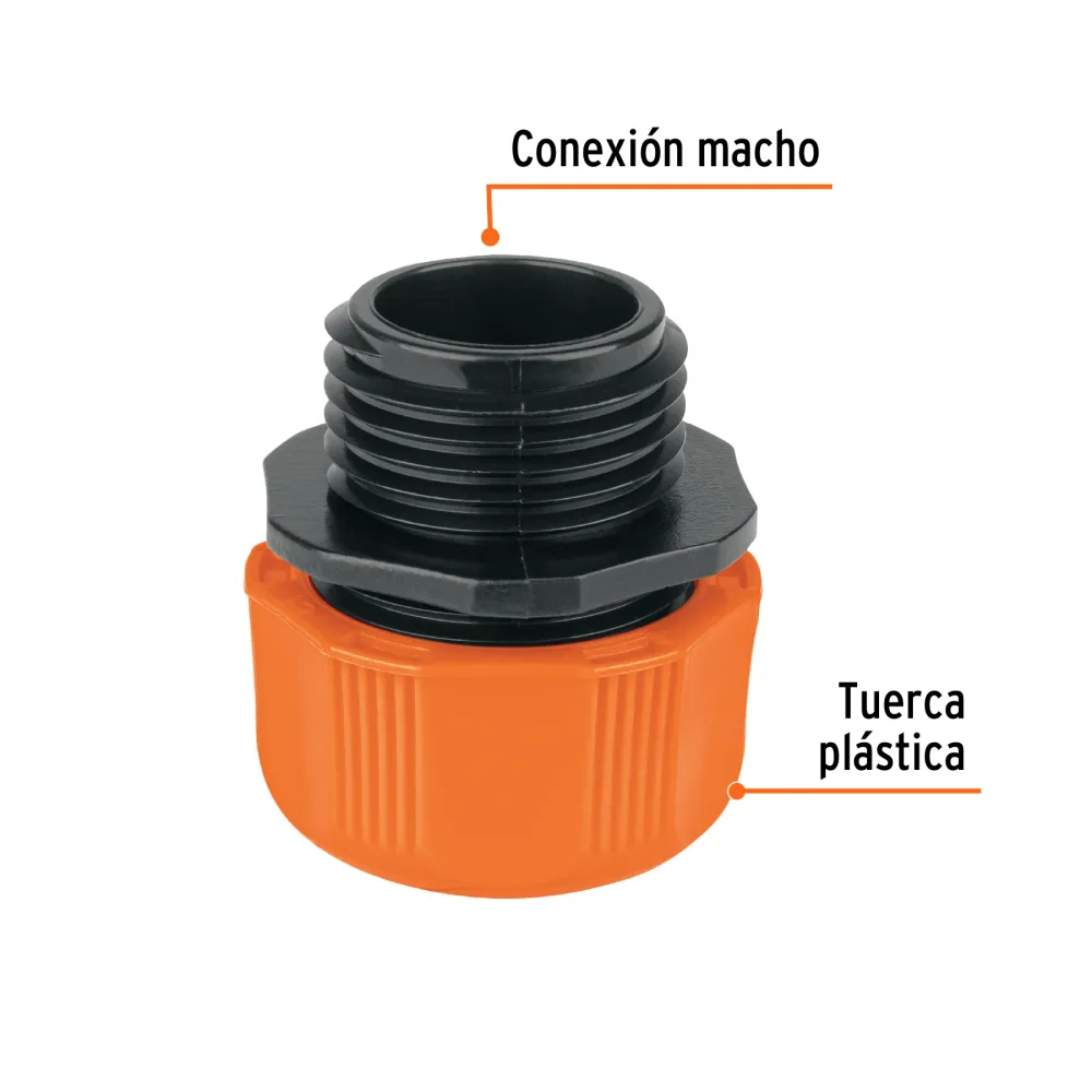 Conector 1/2' macho de ABS con tuerca de ajuste manual Código: 103060 Truper