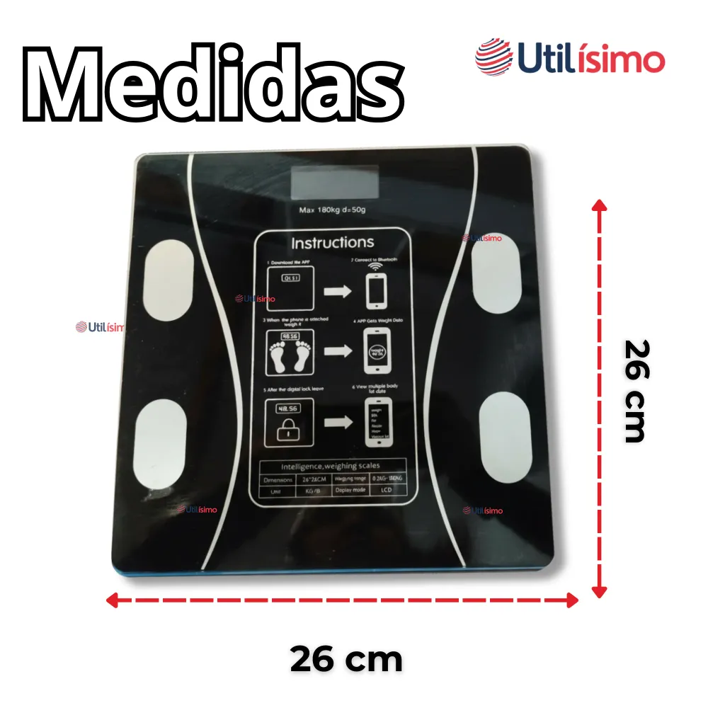 Balanza Pesa Digital Inteligente App Bluetooth Báscula Recargable Utilísimo Chile