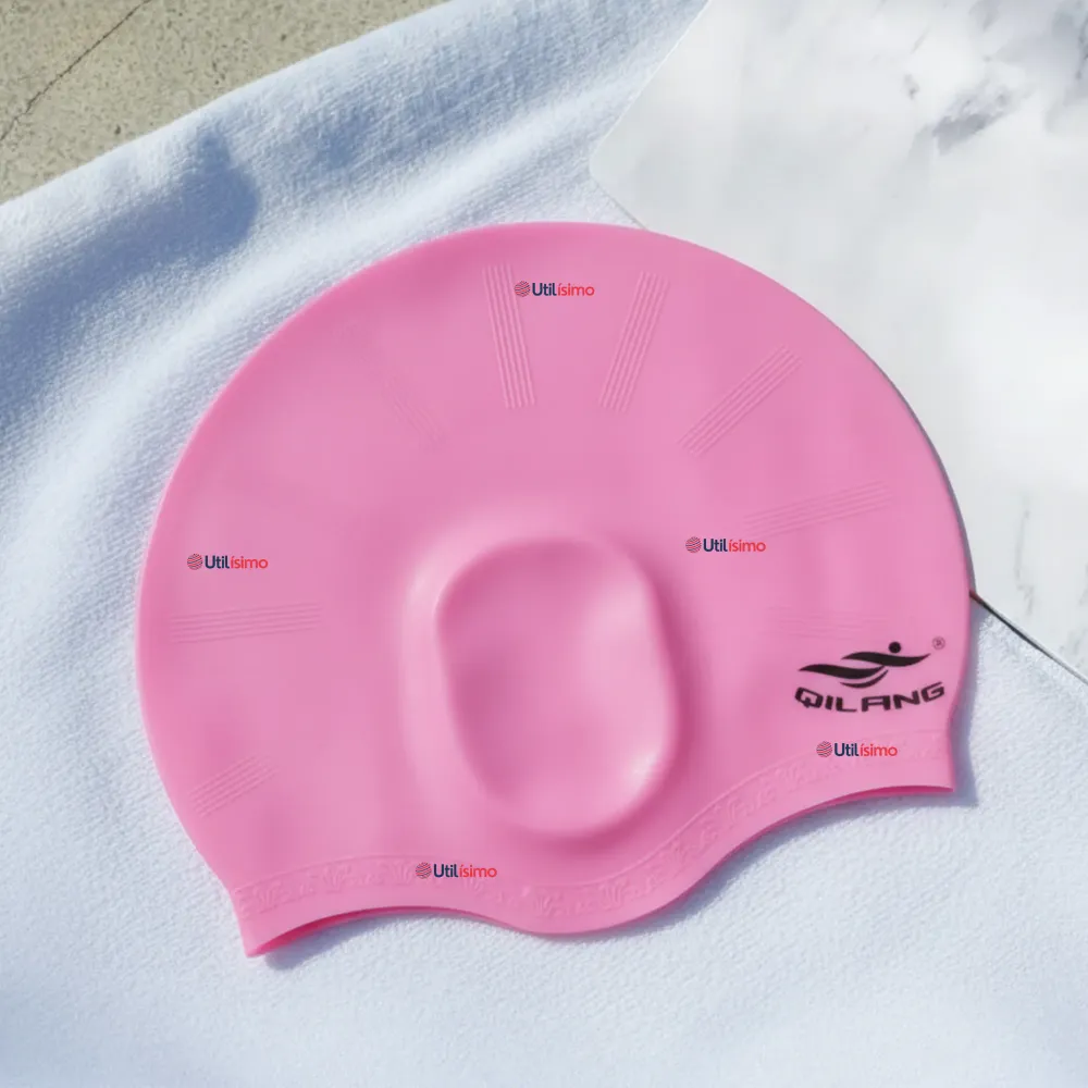 Gorro Gorra Natación Baño Con Protector De Orejas Silicona Color Rosado 12 ños En Adelante Utilísimo Chile