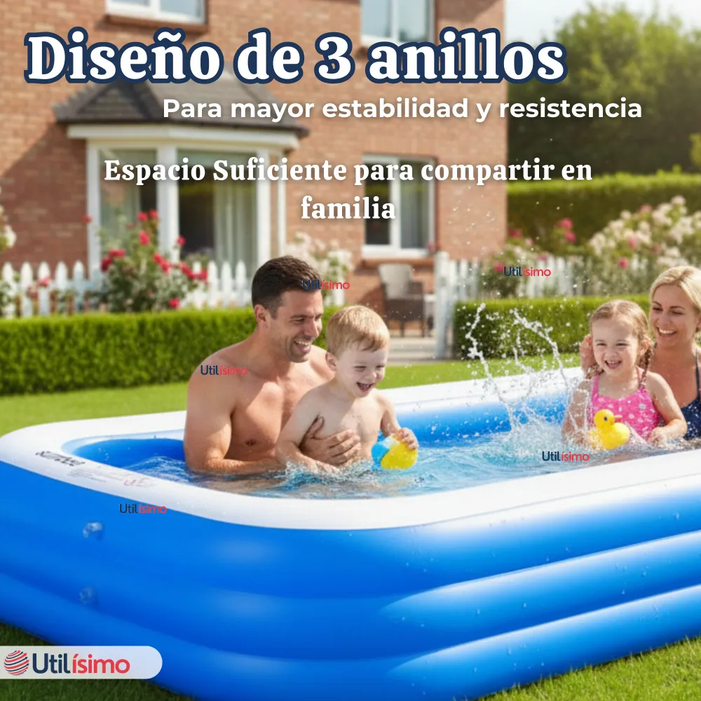 Piscina Inflable Rectangular 260x170x60 CM Color Azul Utilísimo Chile