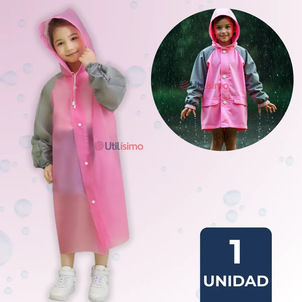 Poncho Niñ Impermeable Rosado Utilísimo Chile