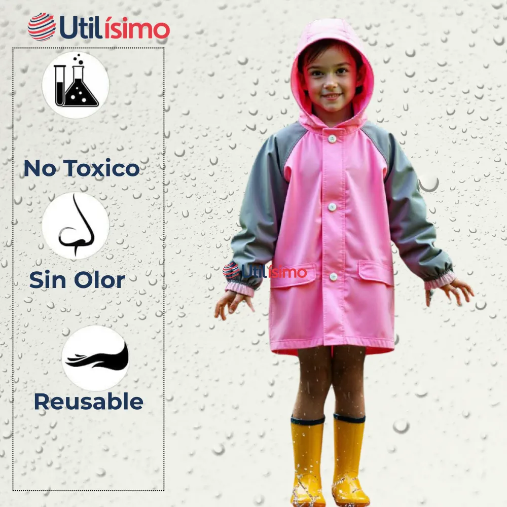 Poncho Niñ Impermeable Rosado Utilísimo Chile
