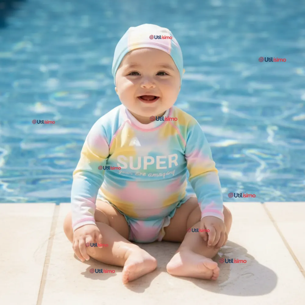 Traje De Baño Enterito Con Gorro Bebé Niñ Protección Solar UPF 50+ Utilísimo Chile