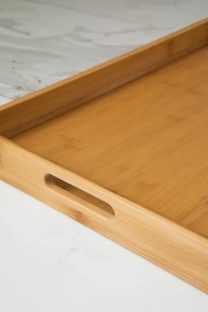 JUEGO DE BANDEJA RECTANGULAR DE BAMBÚ x 3