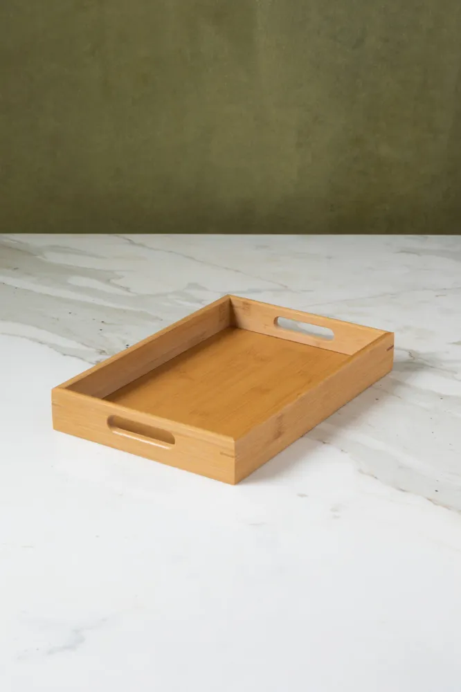 JUEGO DE BANDEJA RECTANGULAR DE BAMBÚ x 3