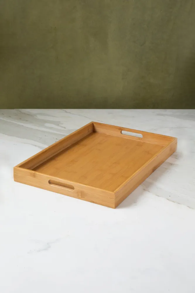 JUEGO DE BANDEJA RECTANGULAR DE BAMBÚ x 3