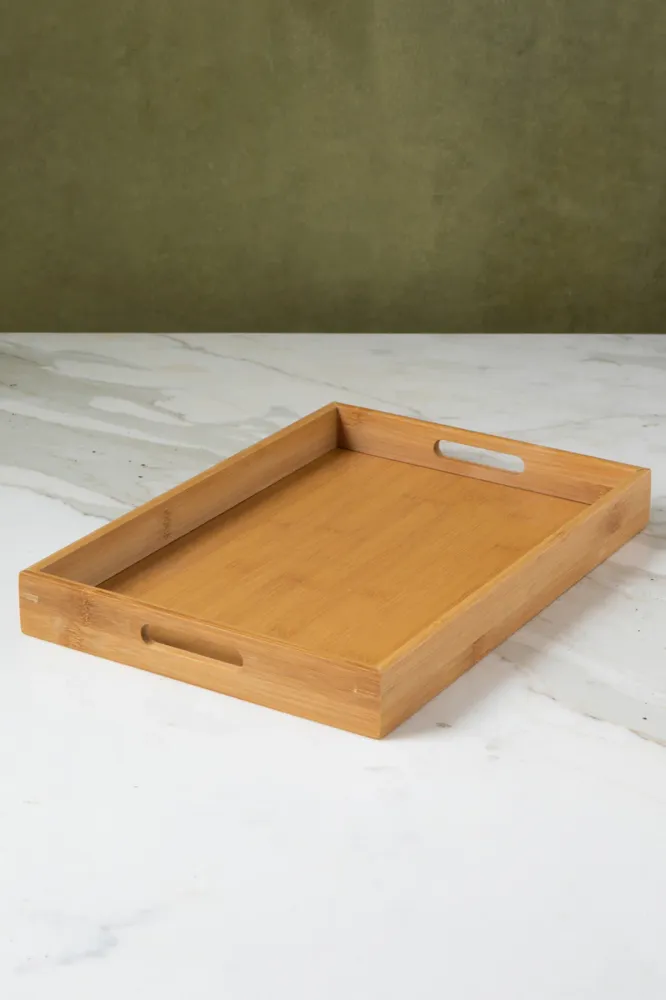 JUEGO DE BANDEJA RECTANGULAR DE BAMBÚ x 3
