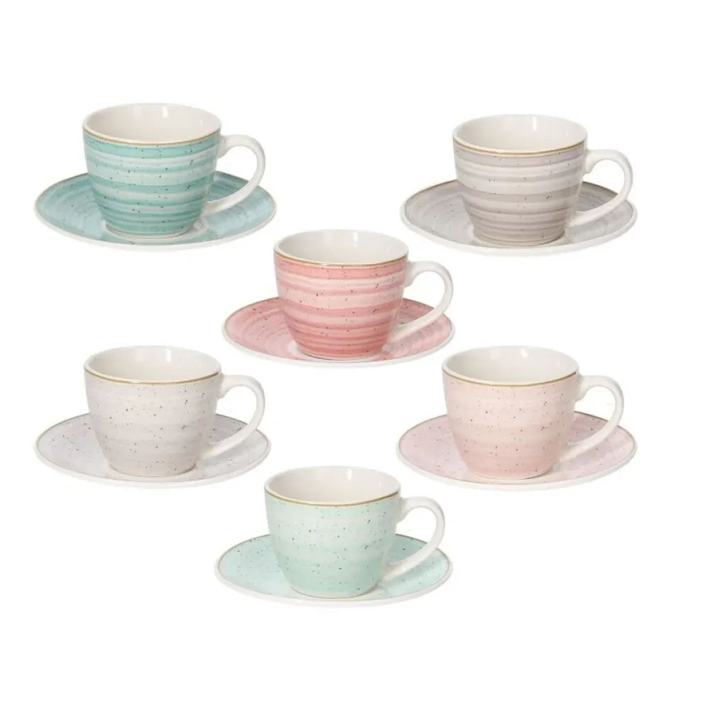 Tazas de Café con Plato Pepper – Set 6 Piezas – New Bone China – Tognana PTM