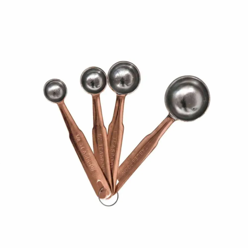 Cucharas medidoras de acero inoxidable con acabado de cobre, juego de 4 Creative Co-op