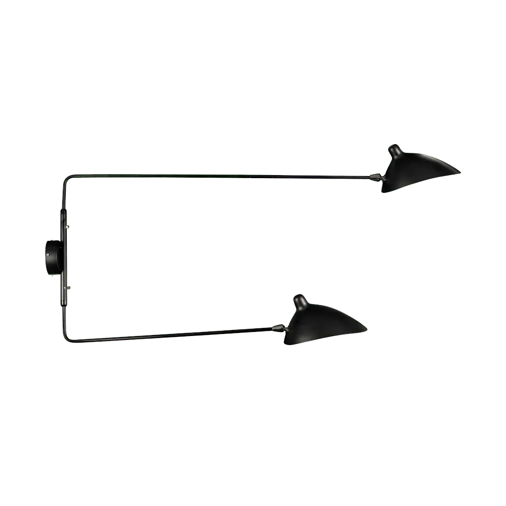 Lámpara de Pared Mille - 2 Brazos Rectos Negro