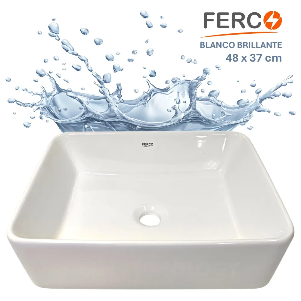 Lavamanos Moderno FERCO Rectangular para Sobreponer 48x37cm
