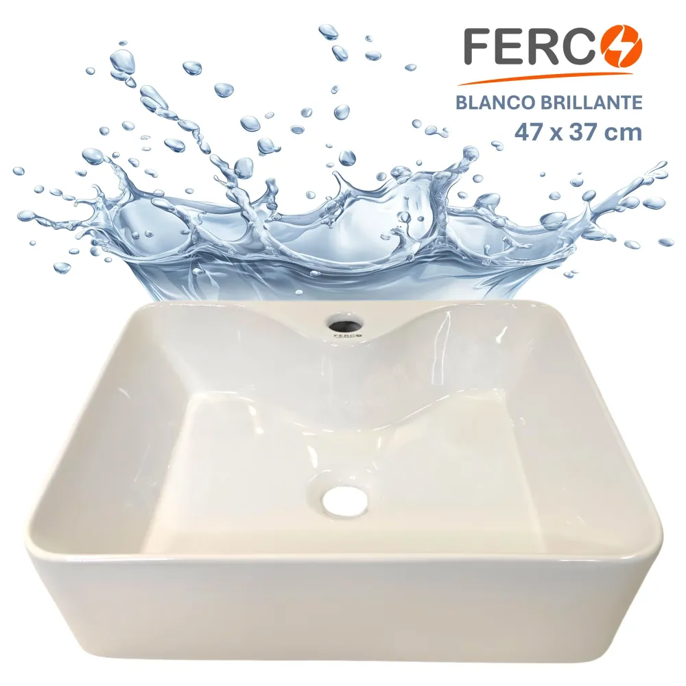 Lavamanos Moderno FERCO Rectangular para Sobreponer 47x37cm