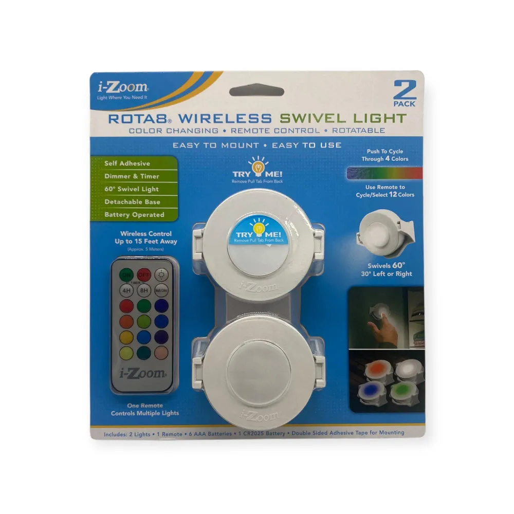 i-Zoom Rota8 Wireless Swivel Light 2 Pack (Control) All Ways 99