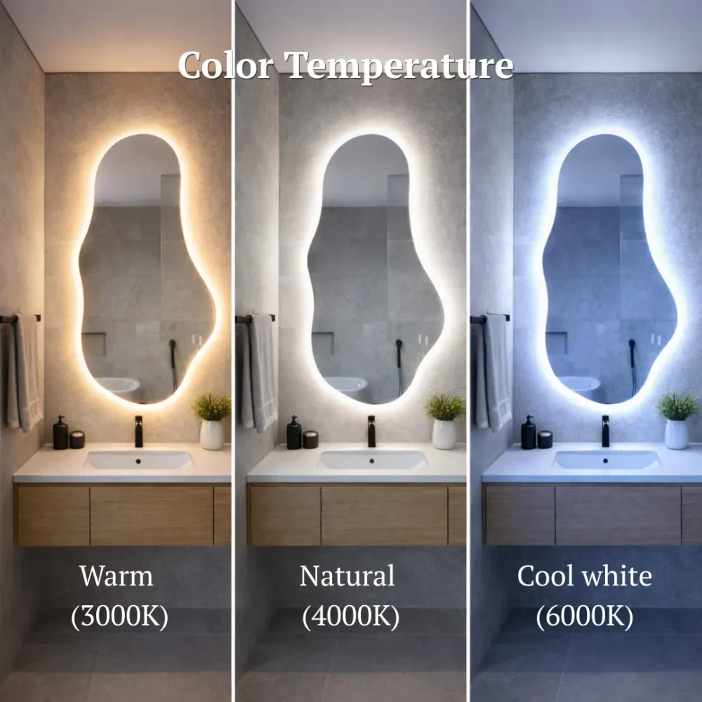 Espejo LED con forma de nube y luz frontal